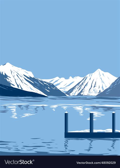 Lake mcdonald in winter in glacier national park Vector Image