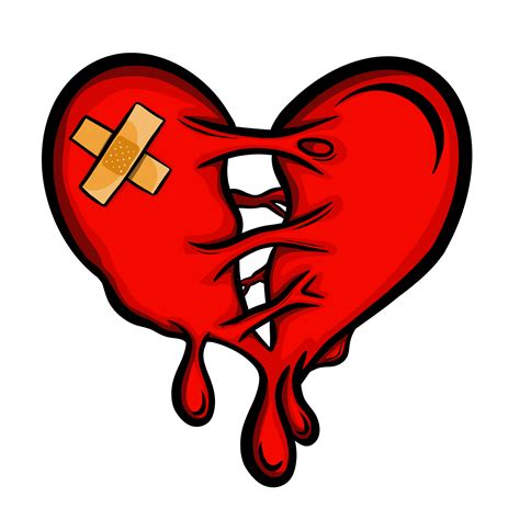 Broken heart, Drip Blood , Heart injury with bandage, 8489851 PNG