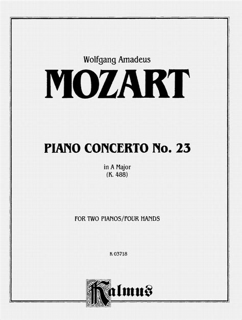 Piano Concerto No.23 in A major, K.488 (Mozart, Wolfgang Amadeus ...