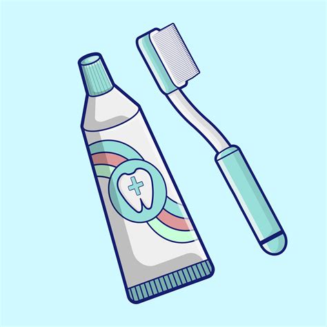 mouth care toothbrush and toothpaste cartoon vector illustration ...