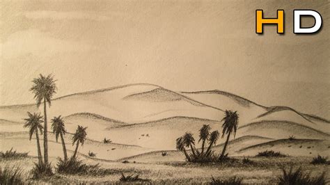 How to Draw a Desert Landscape with pencil Step by Step - Timelapse ...