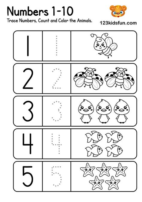 Kindergarten Math Worksheets Numbers 1-10 Number Words ...