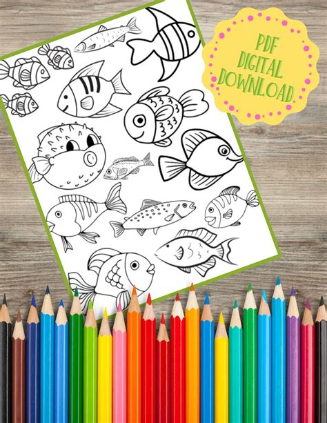 School of Fish Coloring Page, Coloring for Kids, Coloring for Adults ...