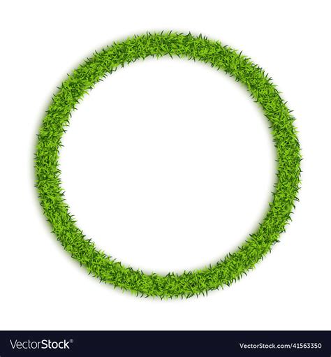 Green grass circle frame background grassy round Vector Image