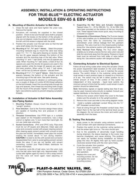 Installation Instructions [PDF format] - Plast-O-Matic Valves, Inc