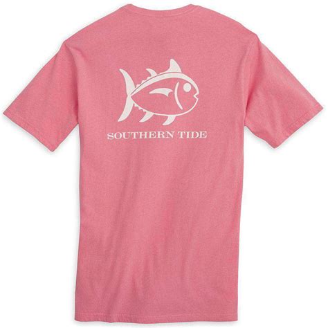 Southern Tide Weathered Skipjack Tee Shirt in Pink Coral