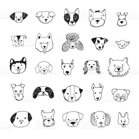 dog face cartoon vector doodle hand drawn illustrations set, 2020 ...