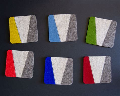 Set of square felt coasters - various colors