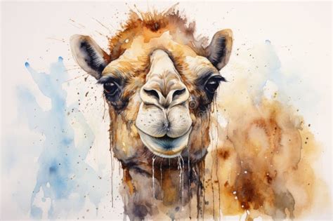 Watercolor Camel Watercolor Realistic Camel Desert Stock Illustration ...