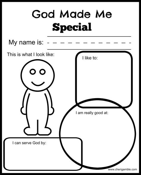 God Made Me Special: Printables for Young Children | Preschool bible ...