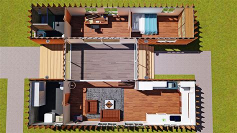 SCH15 2 x 40ft Container Home Plan with Breezeway | Eco Home Designer ...