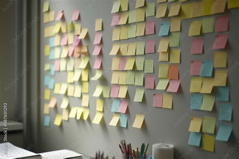 Office Wall Covered in Post-it Notes, created with generative AI tools ...