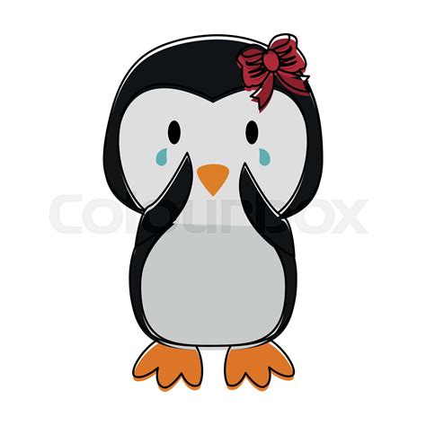 penguin crying cute animal cartoon icon image | Stock vector | Colourbox