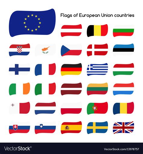 Set the flags of european union countries Vector Image