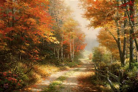 A Walk Down Autumn Lane - Limited Edition Art - Thomas Kinkade ...