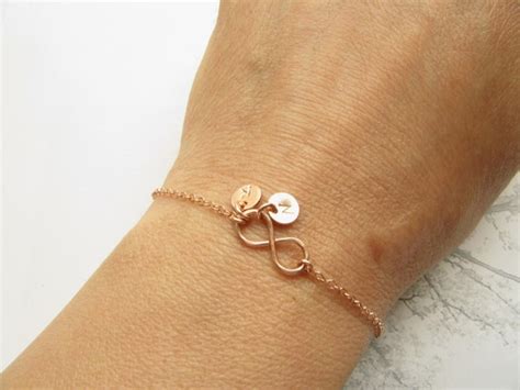 Rose Gold Bracelet Infinity Bracelet Rose Gold Initial