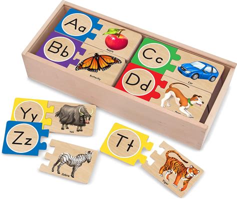 Amazon.com: Melissa & Doug Self-Correcting Alphabet Wooden Puzzles With ...