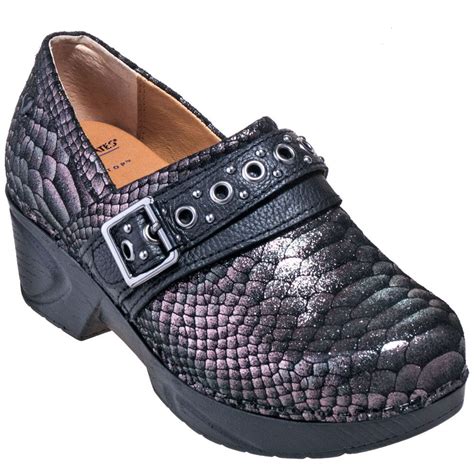 Nurse Mates Shoes: Women's 256951 Black Leather Chelsea Nursing Clog Shoes