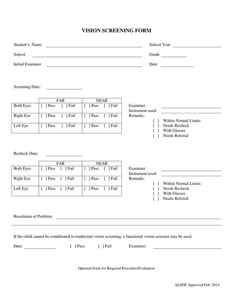 Vision Screening Form - Fill Out, Sign Online and Download PDF ...