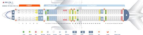 Seat map Boeing 757-300 Delta Airlines. Best seats in plane