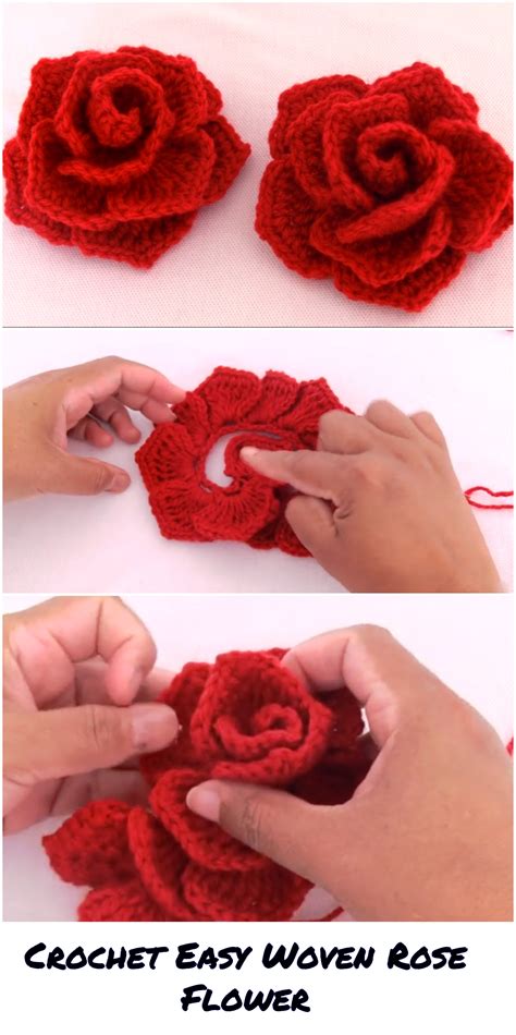 Crochet Easy Woven Rose Flower - Crochet Ideas