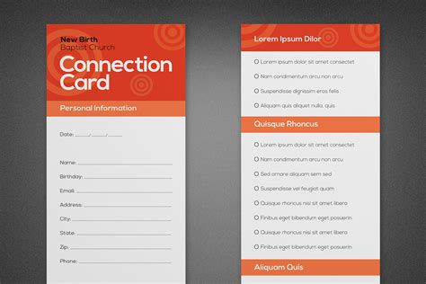 Connection Cards For Churches Template