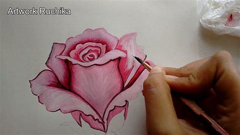 Pink Rose Painting Step-by-Step | Rose Flower Painting | Rose painting ...