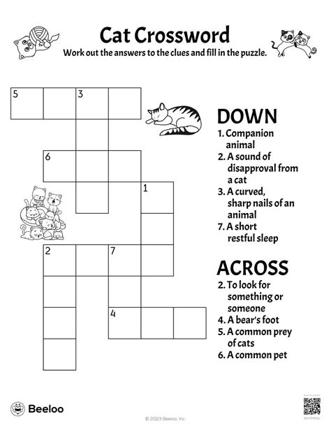 Cat-themed Crossword Puzzles • Beeloo Printable Crafts and Activities ...