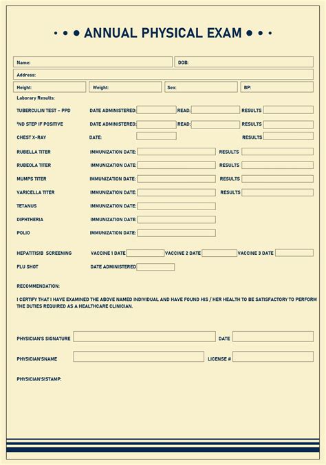 Printable Physical Exam Form - Printable Forms Free Online