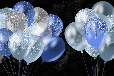 Blue Glitter Balloons Clipart By Digital Curio | TheHungryJPEG