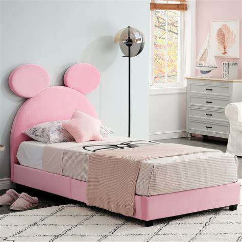 VECELO Kids Children Upholstered Bed Frame, Panda Shape, Twin Size ...