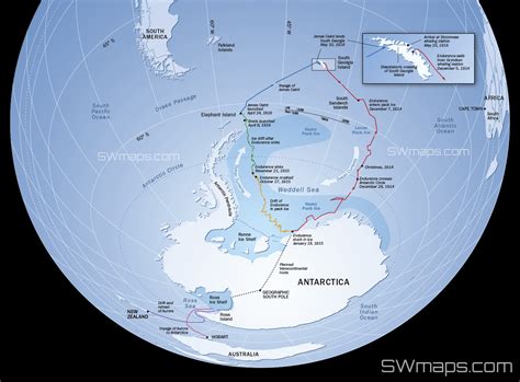 Ernest Shackleton and the Route of Endurance - SWmaps.com