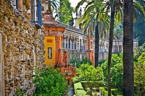 Real Alcazar Gardens In Seville, Spain. Royalty Free Stock Images ...