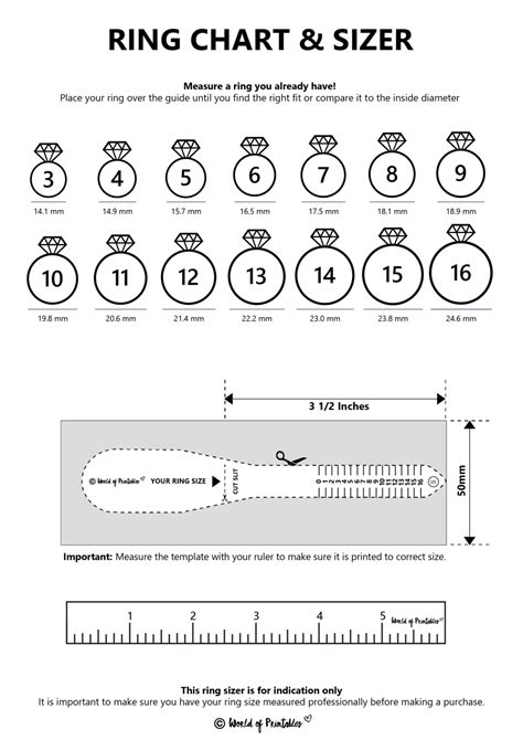 Printable Ring Size Chart PDF