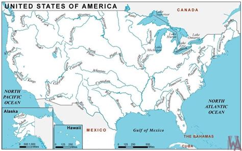 US Major Rivers Map | Geography Map of USA | WhatsAnswer | Map of ...