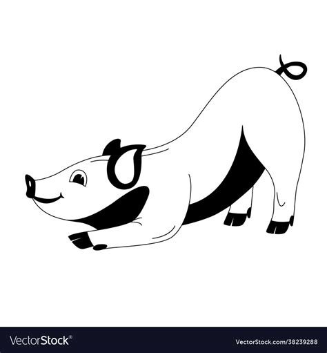 Funny pig lining draw side view Royalty Free Vector Image