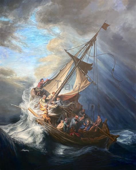 Storm on the Sea of Galilee Rembrandt Reproduction, Jesus and Disciples ...