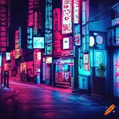 Neon-lit streets in tokyo