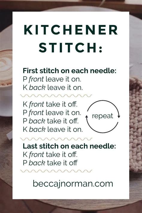 Kitchener Stitch cheat sheet [Video] | Knitting techniques, Knitting ...