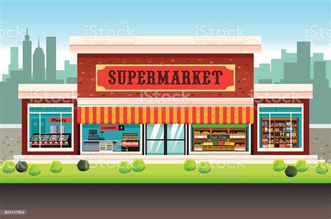 Supermarket Grocery Store Stock Illustration - Download Image Now ...