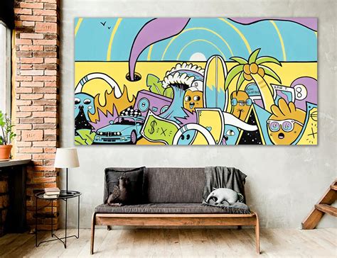 Colorful Graffiti Wall Art Canvas Art Pop Art Painting | Etsy