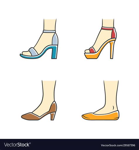 Women formal shoes color icons set female elegant Vector Image