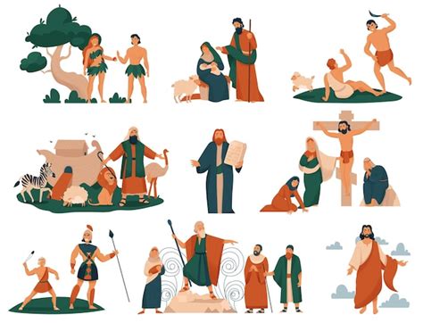 Free Vector | Christ bible story icon set various stories about jesus ...