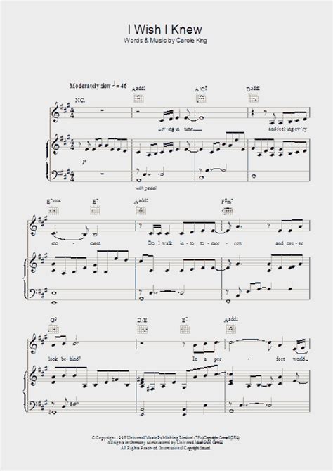 I Wish I Knew Piano Sheet Music | OnlinePianist