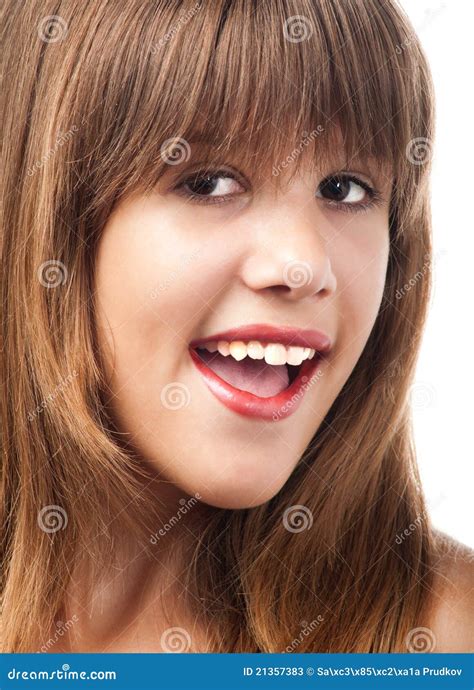 Beautiful Smiling Teenage Girl Stock Image - Image of long, background ...