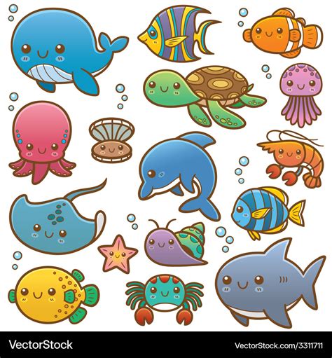 Sea animals Royalty Free Vector Image - VectorStock