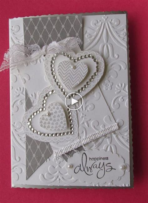 Carte de mariage, coeurs et gaufrage. ... | Wedding card diy, Homemade ...