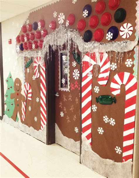 Christmas Holiday Door decoration, for school. Gingerbread house door ...