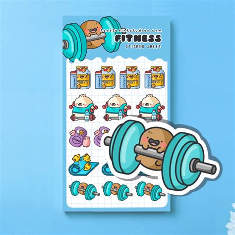 Jual Cute Fitness Planner Sticker Sheets - Kawaii Gym Planner stickers ...