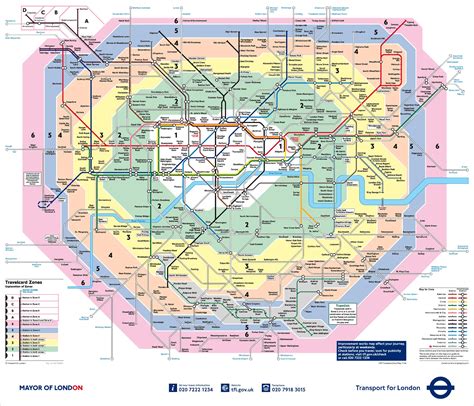 London Underground Map Showing Zones